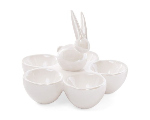 Підставка BonaDi для 5-ти яєць керамічна Кролик рожевий перламутр 733-288