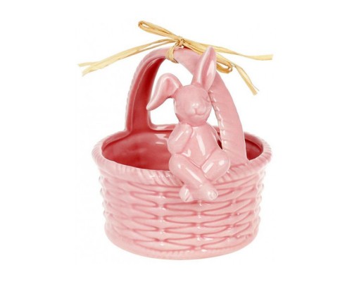 Цукерниця-кашпо BonaDi Зайка на кошику 16см рожевий 733-552