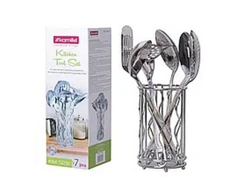Набір кухонного приладдя з нержавіючої сталі 6шт+підставка 5231