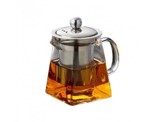 Чайник заварний квадратний з металевим ситом 600мл 32239