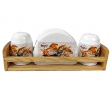 Набір керамічний для спецій з серветницею на підставці ZF 3529 BZ