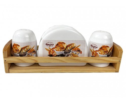 Набір керамічний для спецій з серветницею на підставці ZF 3529 BZ