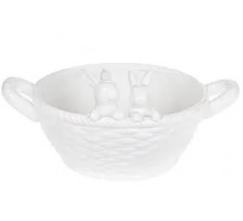 Цукерниця-кашпо Зайчики в кошику 29см білий/рожевий BonaDi 733-553