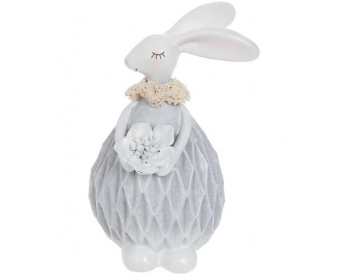 Статуетка декоративна Зайчик з квіткою 17см небесно-блакитний BonaDi 831-887