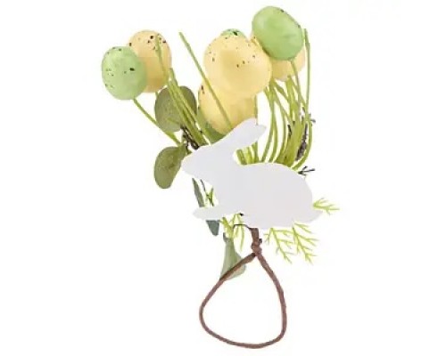 Декор Великодній Білий кролик жовто-зелений 19см 5004-052