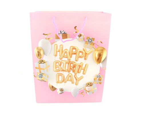 Пакет подарунковий паперовий 40*30*12см Happy Birthday YXL-1177L 461634