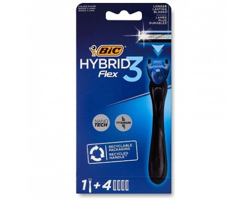 Станок для гоління BIC Гибрид 3 Flex система (+4леза) Станок для гоління BIC Гибрид 3 Flex система (+4леза)