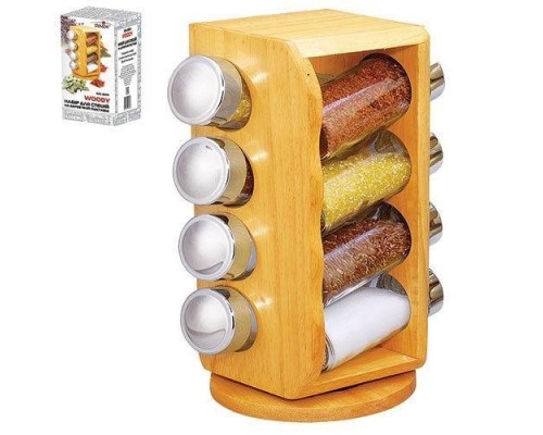 Набір ємностей для спецій 8шт на дерев`яній підставці MS-0371