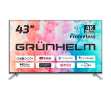 Телевізор Grunhelm 43UI700-GA11V 43" чорний  Smart-TV 3840x2160 Wi-Fi+BT Android 2/8Gb T2 DirectLED 200*200мм 60Гц 100Вт 134941