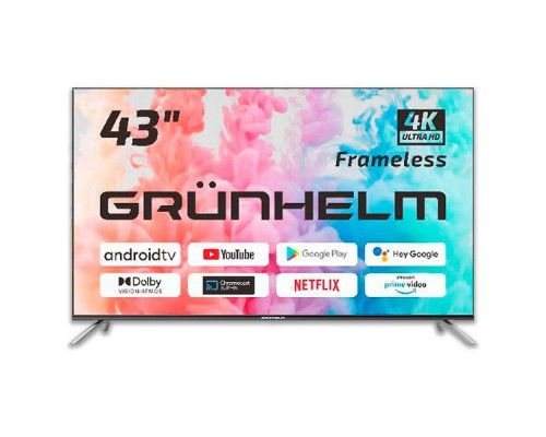 Телевізор Grunhelm 43UI700-GA11V 43" чорний  Smart-TV 3840x2160 Wi-Fi+BT Android 2/8Gb T2 DirectLED 200*200мм 60Гц 100Вт 134941