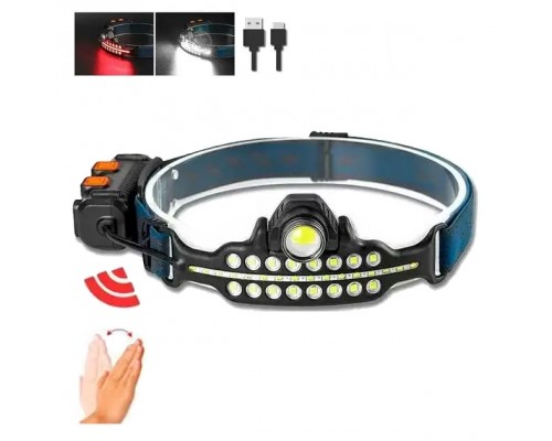 Ліхтар налобний обруч BL-W690 сенсорне керування, червоний і білий, ЗП Type-C