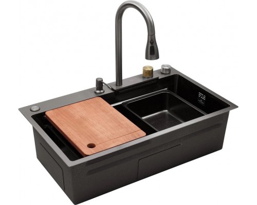 Мийка  KRONER Schwarze Handmade KRP PVD-SET7545HM 225 інтегрована 33382