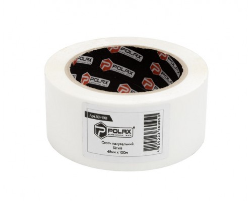 Стрічка клейка біла POLAX 48мм*100м 101-190