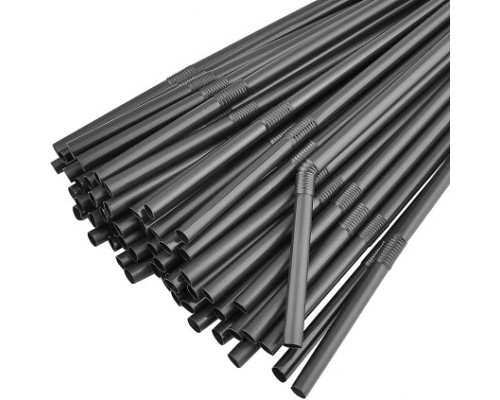 Трубочка для напоїв 210*4,8мм з вигином чорна 200шт. 6686