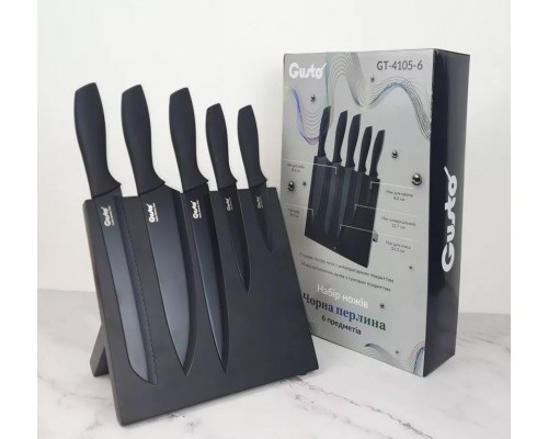 Набір ножів 6 предметів чорна перлина Gusto GT-4105-6 Набір ножів 6 предметів чорна перлина Gusto GT-4105-6