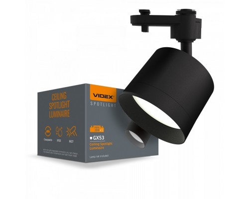 Світильник LED трековий VIDEX під лампу GX53 чорний VL-SPF17C-B