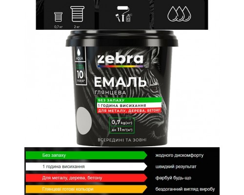Емаль 2 кг ZEBRA Серія AQUA  90 Чорний
