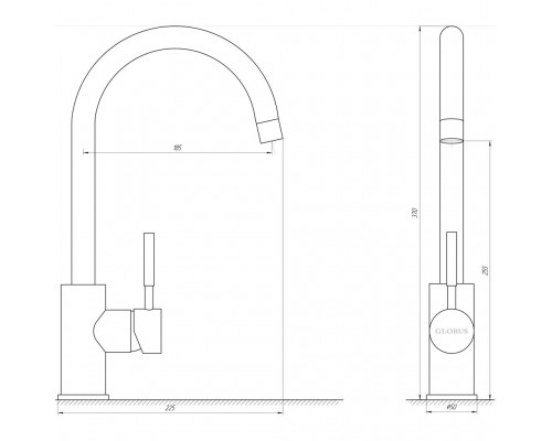 Змішувач для кухні Globus Lux Lazer GLLR-0203S-2 ARENA