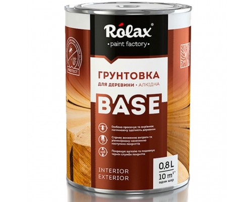 Лак-Грунтовка для дерева 0,8л BASE РОЛАКС