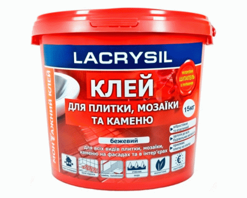 Клей для плитки та мозаїки еластичний LACRYSIL 15кг