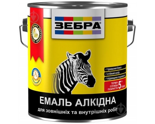 Емаль алкідна ПФ-116 0,25кг ЗЕБРА 12 Бiлий глянцевий