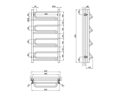 Сушарка для рушників водяна Lidz Zigzag (CRM) D32/20х1/2" 500x1000 P4 Сушарка для рушників водяна Lidz Zigzag (CRM) D32/20х1/2" 500x1000 P4