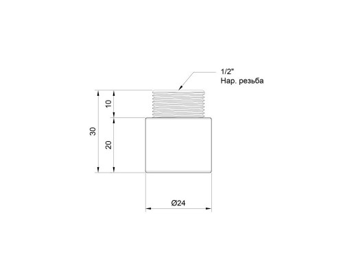 Подовжувач SD хром 1 2 L=20 mm 4284 Подовжувач SD хром 1 2 L=20 mm 4284