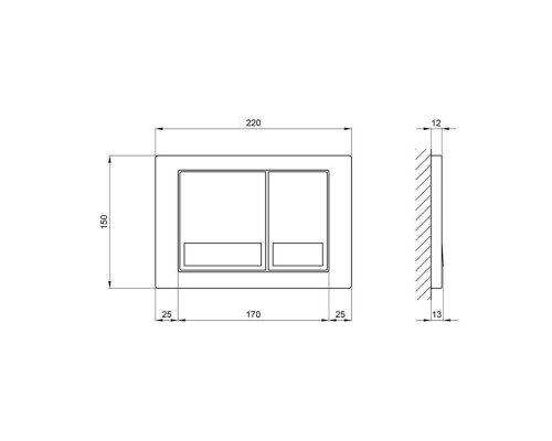 Клавіша квадратна QT Nest Satin 150*220*13мм 32669 Клавіша квадратна QT Nest Satin 150*220*13мм 32669