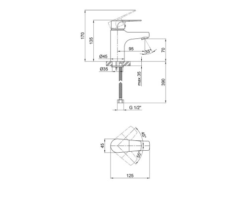Змішувач для умивальника QT Polaris WHI 001 24250